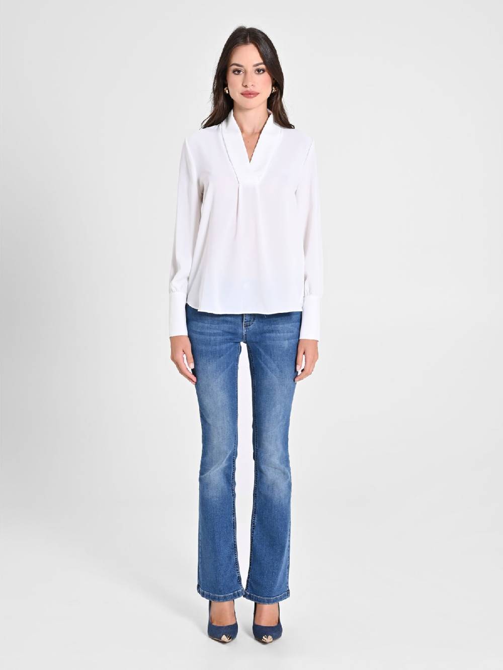 Rinascimento Blusa Bianca maniche Lunghe Spedizione gratuita