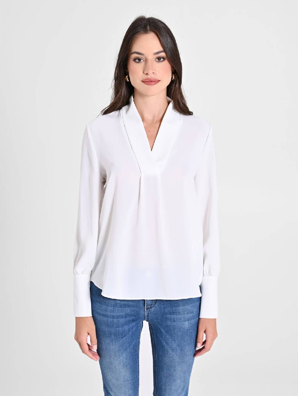 Rinascimento Blusa Bianca maniche Lunghe Spedizione gratuita
