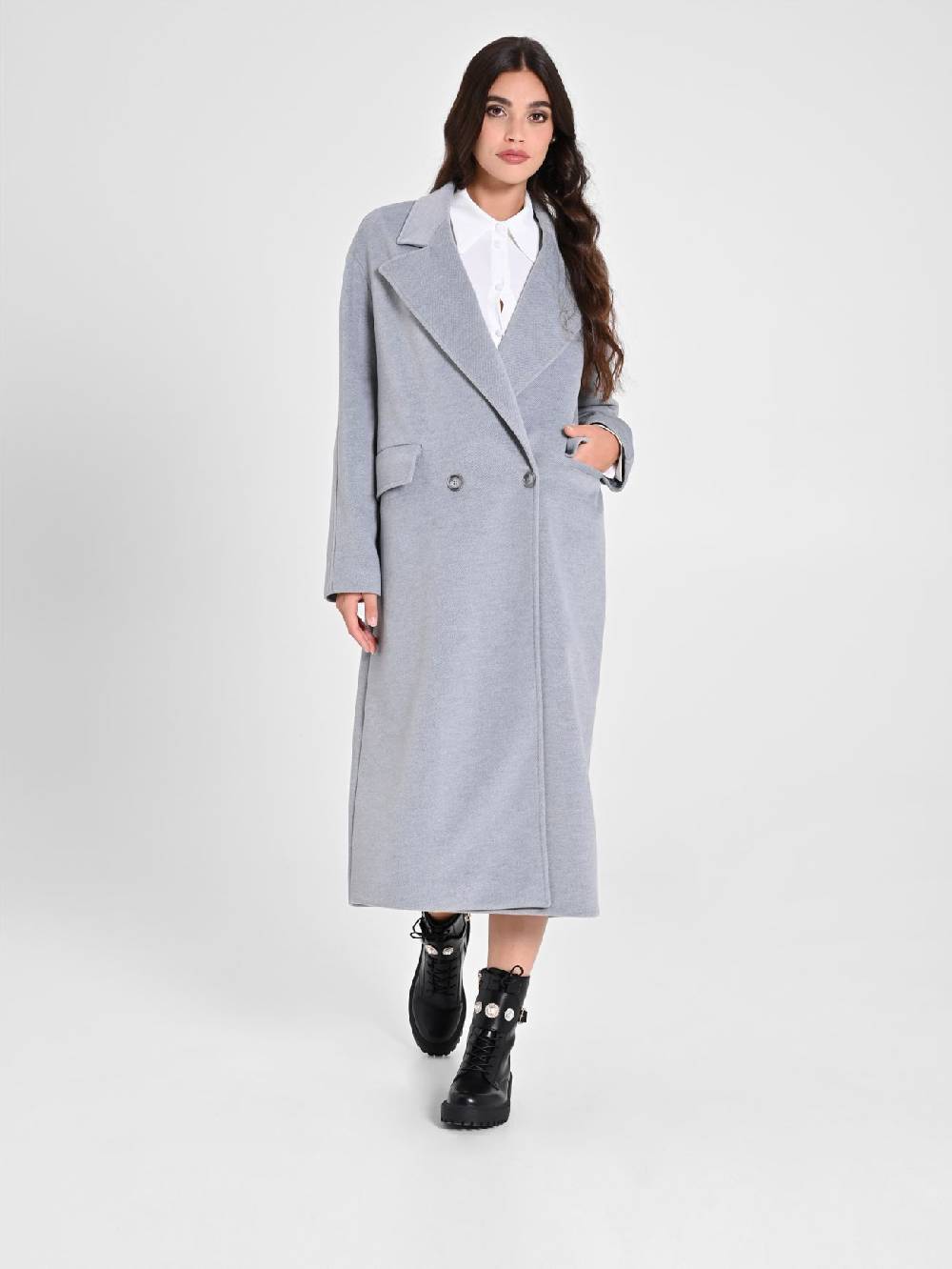 Rinascimento Maxi Cappotto Grigio Comprare a buon mercato