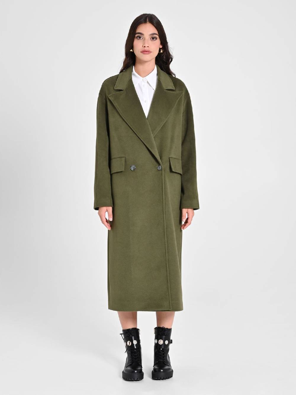 Rinascimento Maxi Cappotto Verde Militare Grande vendita