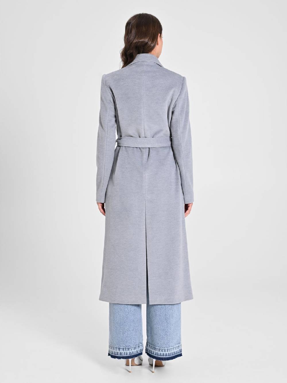Rinascimento Maxi Cappotto Grigio con Cintura Flash Sale