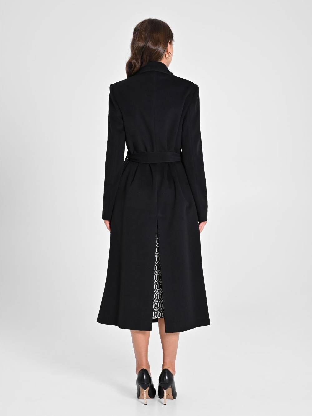 Rinascimento Maxi Cappotto Nero con Cintura Shopping online