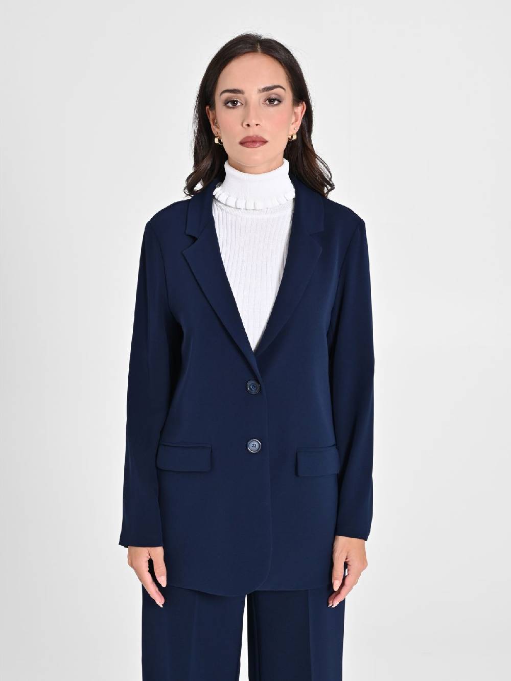 Rinascimento Giacca Blu in Crepe Offerta per la Festa della Mamma