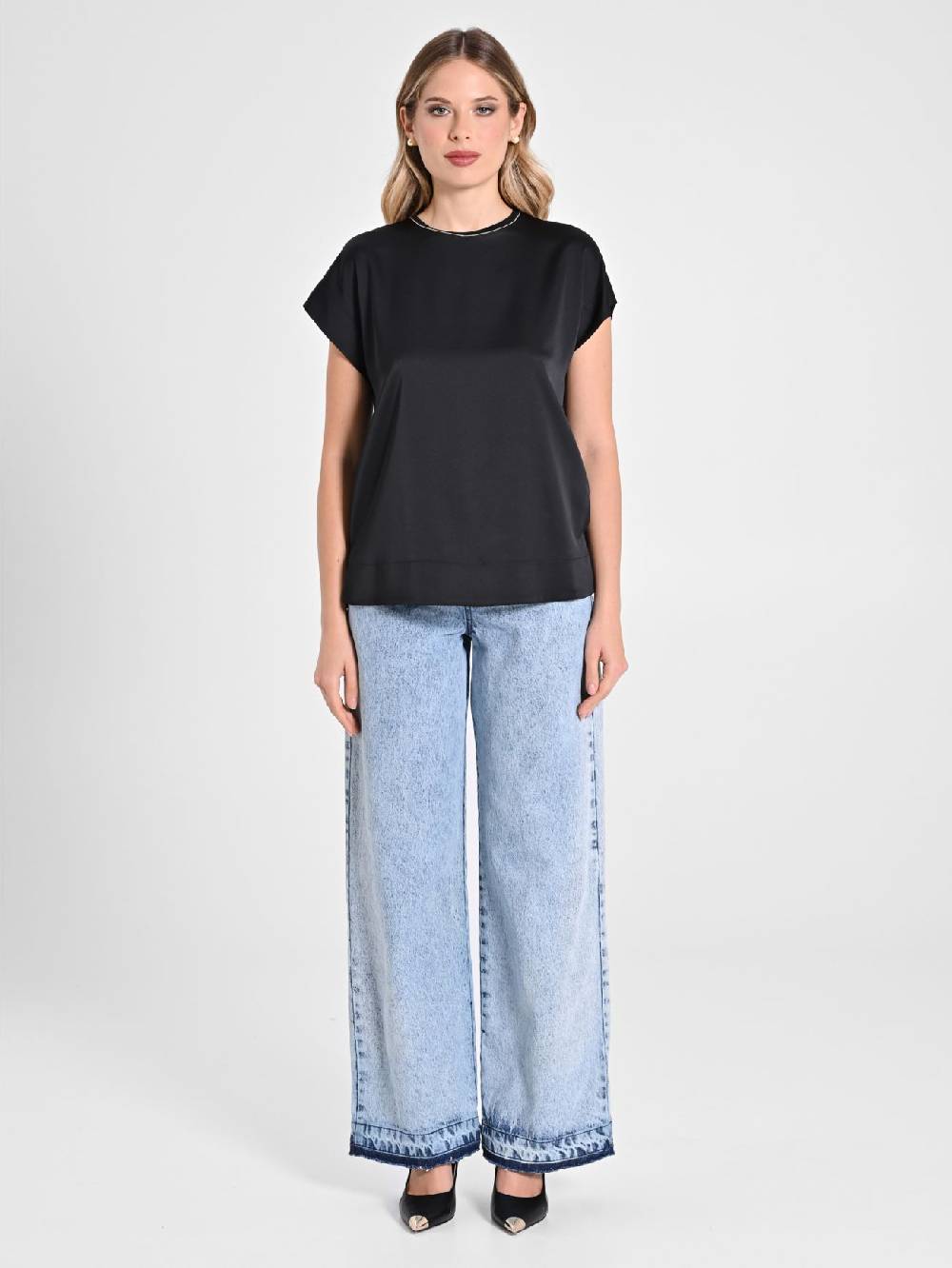 Rinascimento Blusa Envers Satin Nera Lightning offer