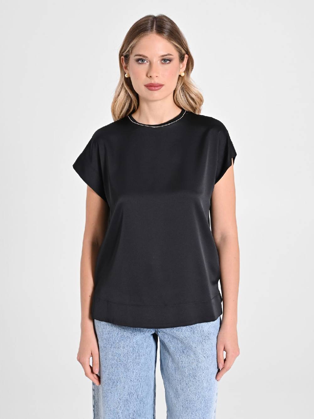 Rinascimento Blusa Envers Satin Nera Lightning offer