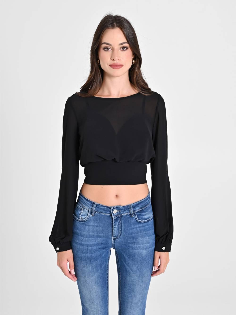Rinascimento Blusa in Georgette con Top Ritorno libero