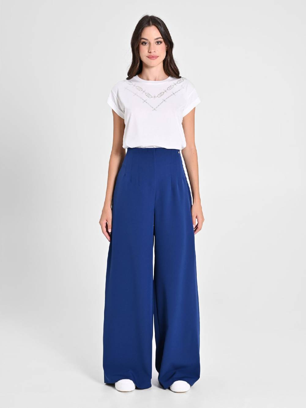 Rinascimento Pantaloni Wide Leg Blu Navy Rilascio limitato