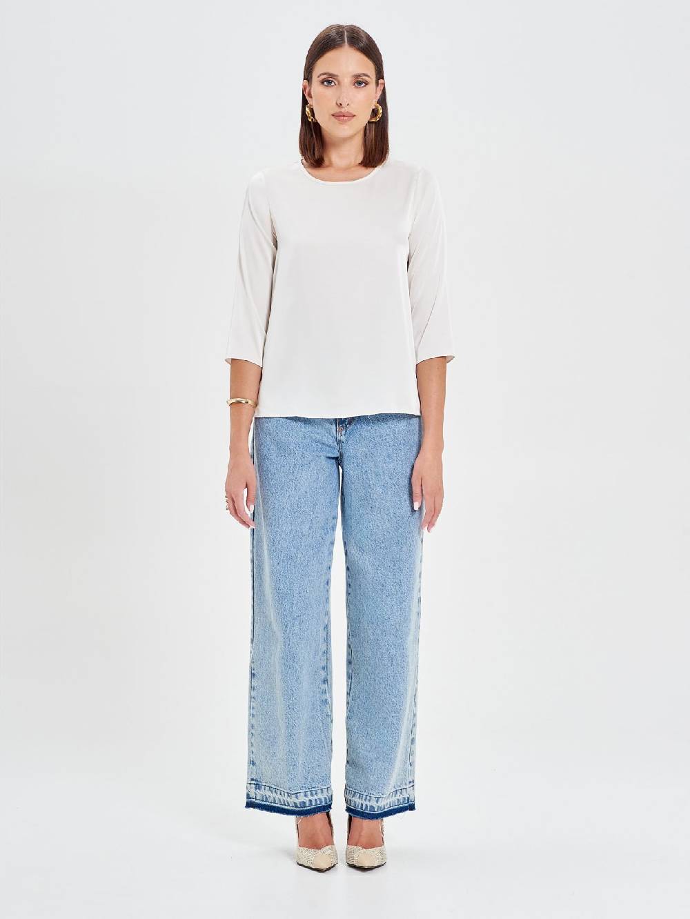 Rinascimento Blusa in Raso Bianco Avorio Only for today