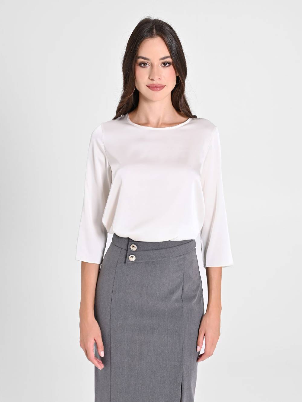 Rinascimento Blusa in Raso Bianco Avorio Only for today