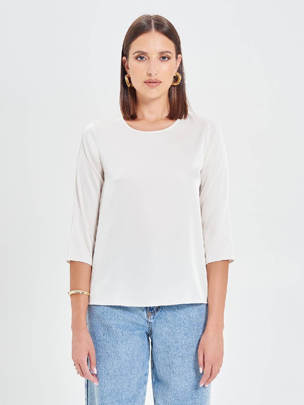 Rinascimento Blusa in Raso Bianco Avorio Only for today