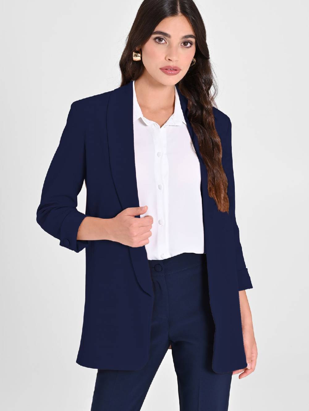 Rinascimento Giacca Aperta Blu Navy Sostegno trimestrale