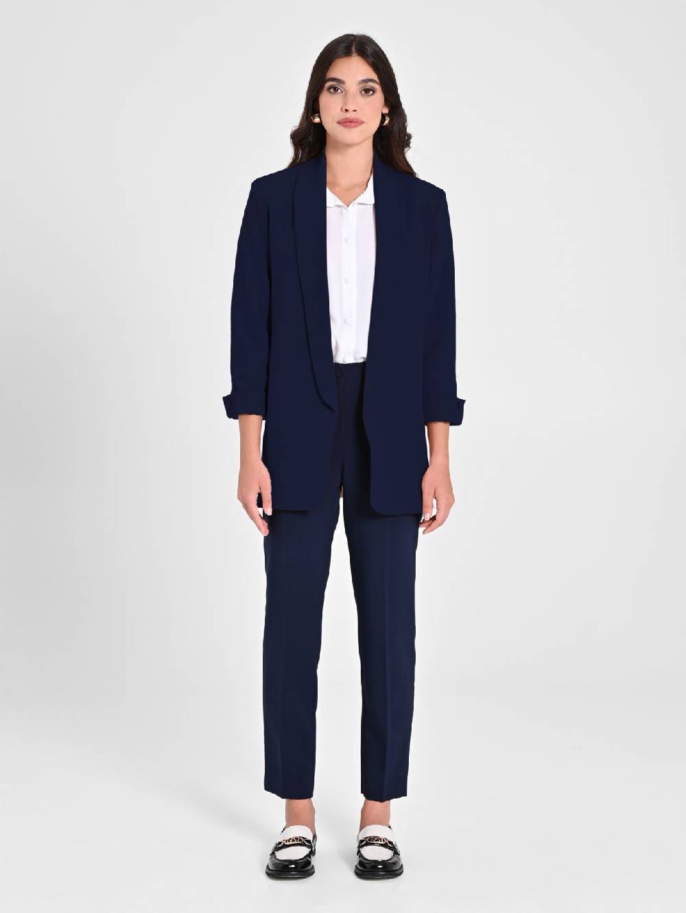 Rinascimento Giacca Aperta Blu Navy Sostegno trimestrale
