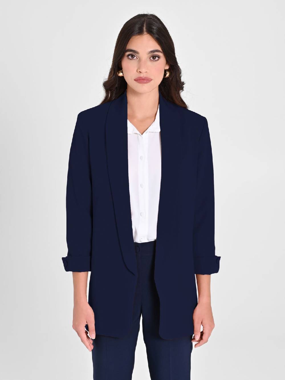 Rinascimento Giacca Aperta Blu Navy Sostegno trimestrale