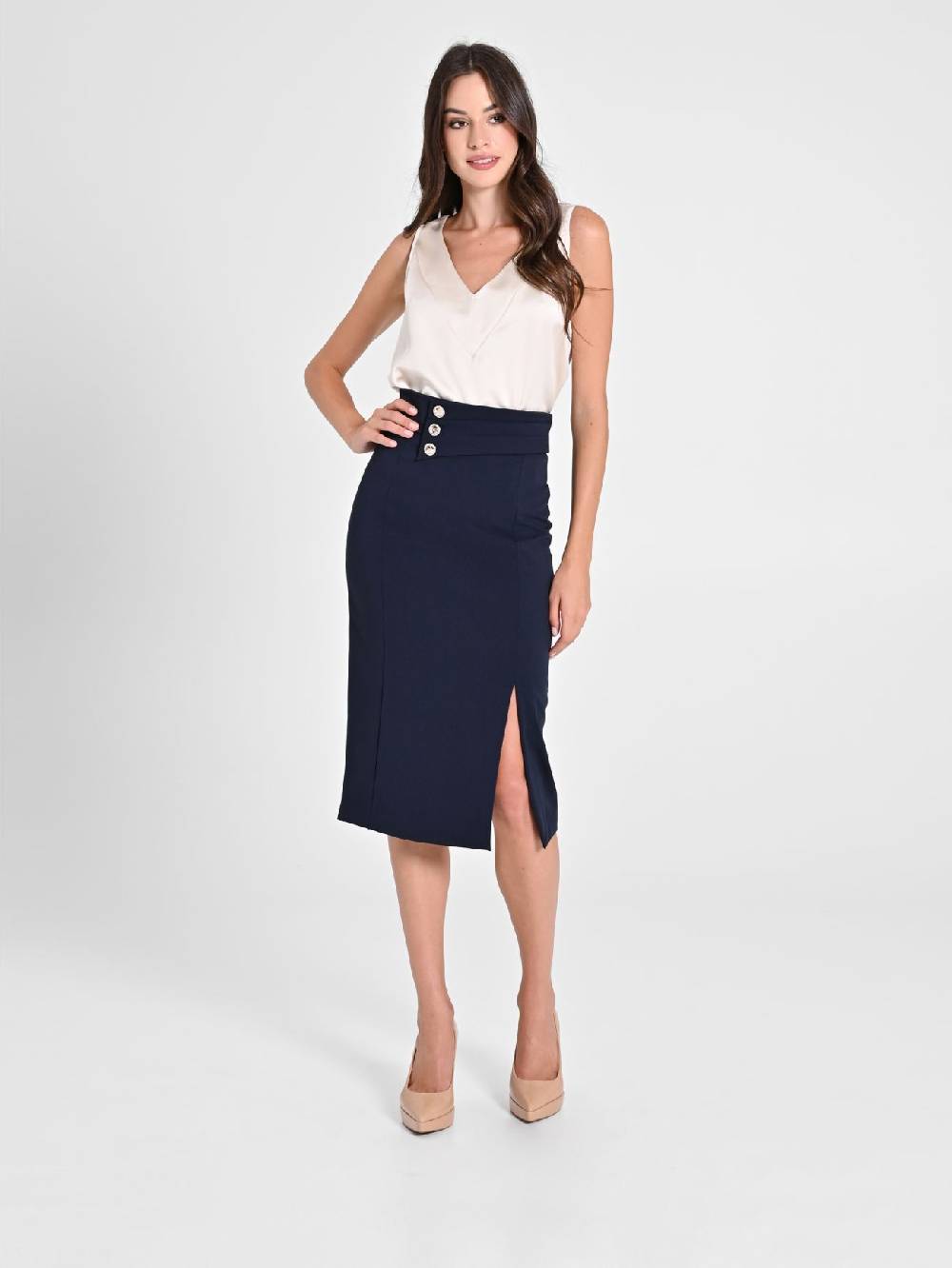 Rinascimento Gonna Tubino Blu Navy Duty-free