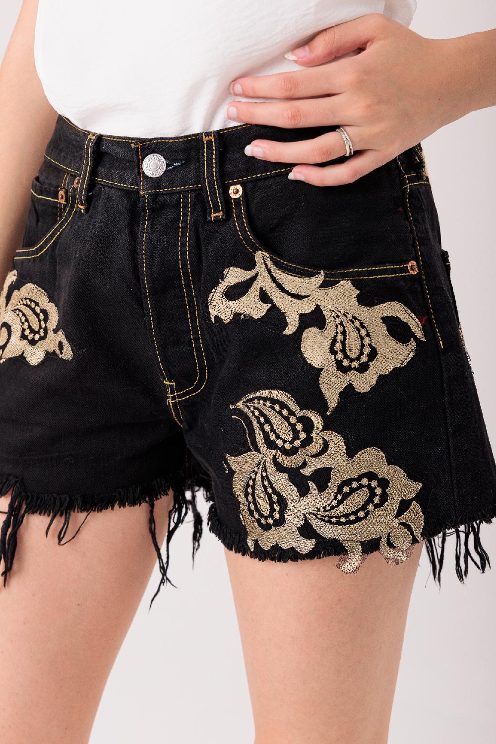 Rossano Perini SHORTS BLK EMBRODERY Qualità
