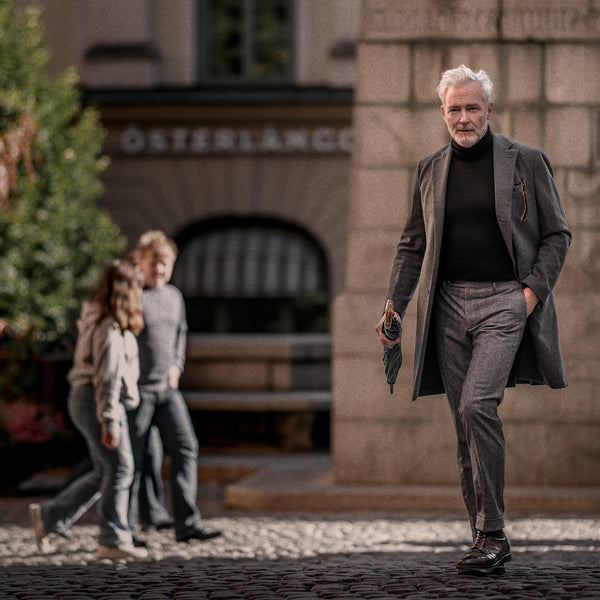 Rota Winter Grey herringbone flannel trousers Promozione