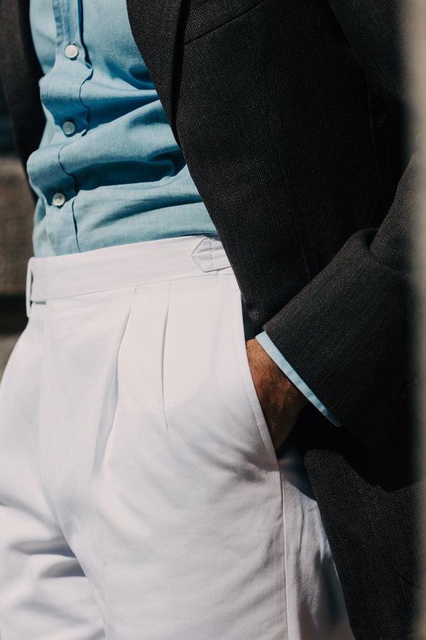 Rota Summer White pair of regular fit cotton trousers Offerte