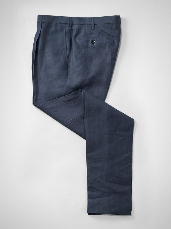 Rota Summer Dark blue pair of regular fit linen trousers Hotsell