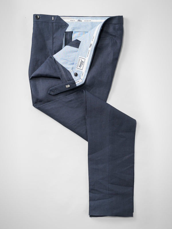 Rota Summer Dark blue pair of regular fit linen trousers Hotsell
