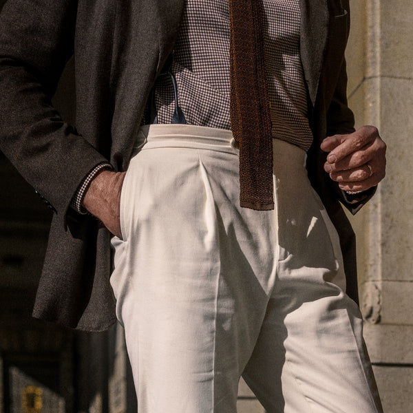 Rota Winter Ivory cotton elastan trousers In Linea