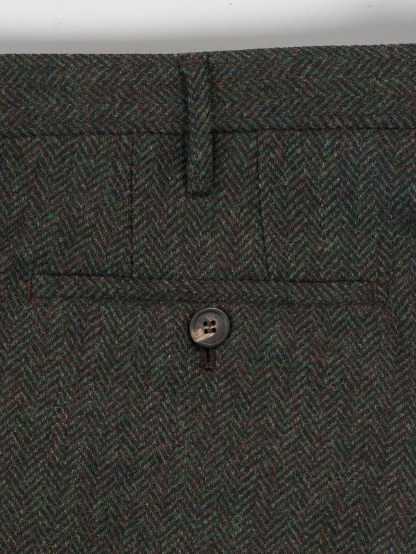 Rota Winter Green melange herringbone wool cashmere trousers Vendita