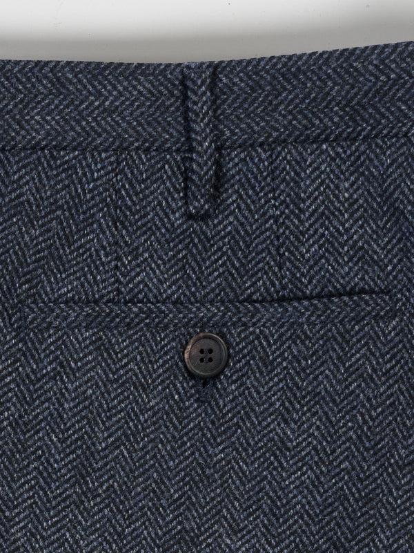 Rota Winter Blue melange herringbone wool cashmere trousers Promozione