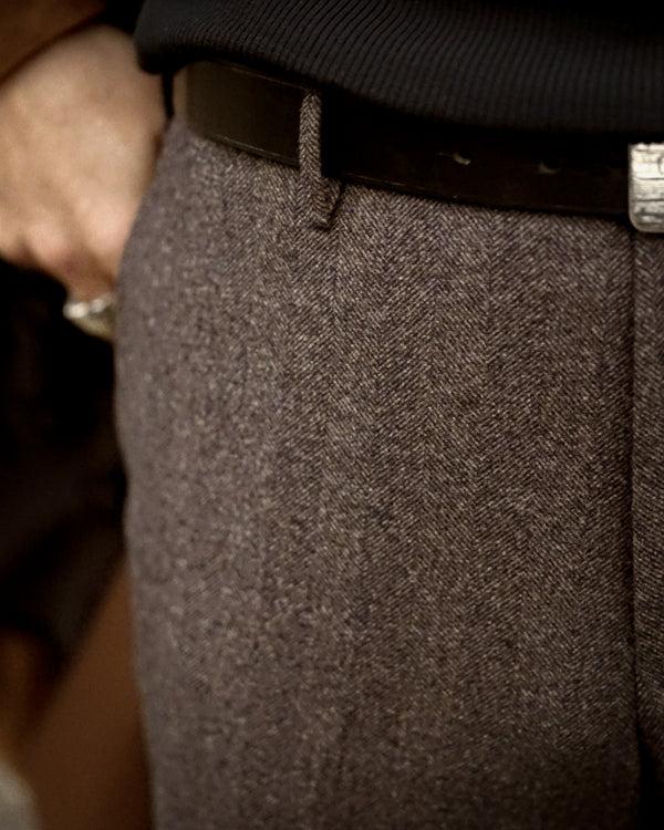 Rota Winter Brown herringbone flannel trousers Acquista Ora