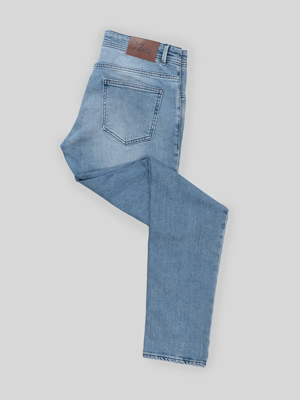 Rota Sport Four Seasons Light blue denim cotton 5 pockets trousers Vendita Economica
