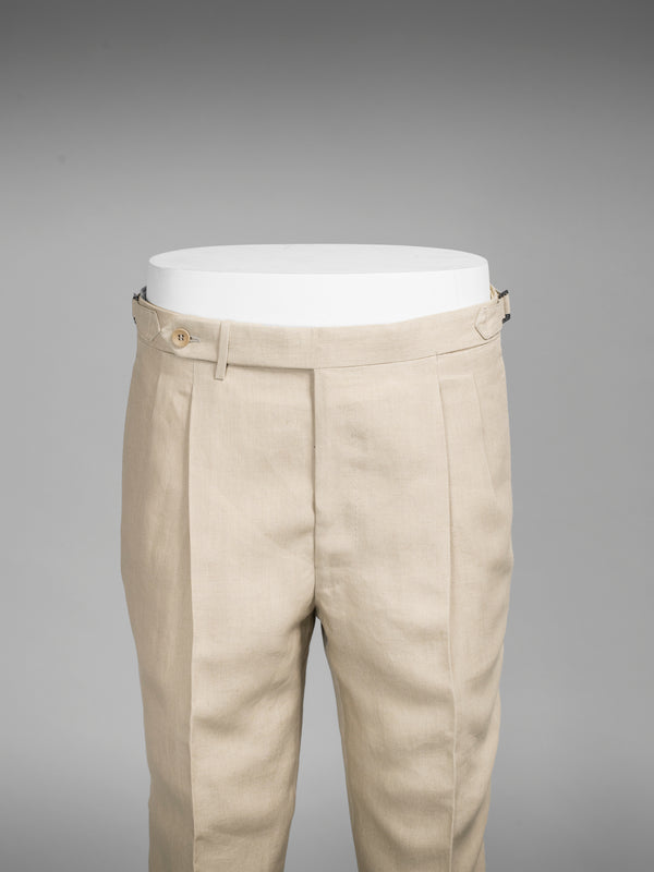 Rota Summer Beige pair of regular fit linen trousers Negozio