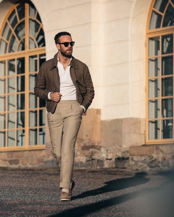Rota Summer Beige pair of regular fit linen trousers Negozio