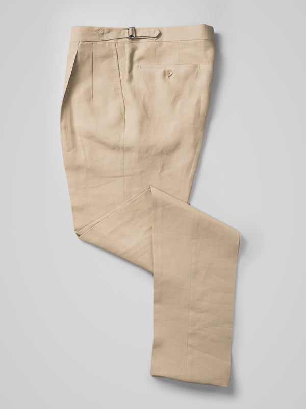 Rota Summer Beige pair of regular fit linen trousers Negozio