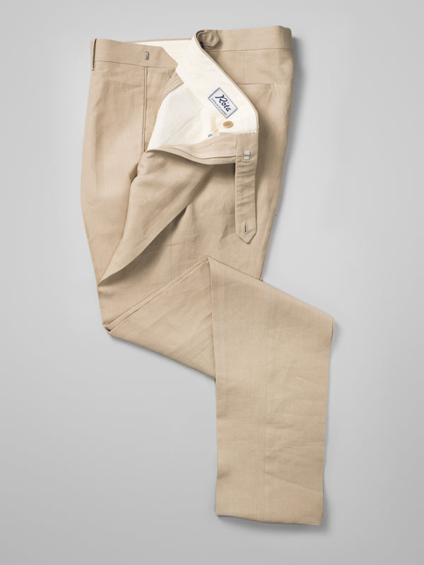 Rota Summer Beige pair of regular fit linen trousers Negozio