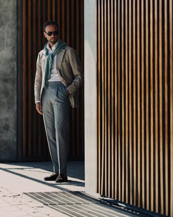 Rota Summer Light grey pair of regular fit wool trousers In Saldo