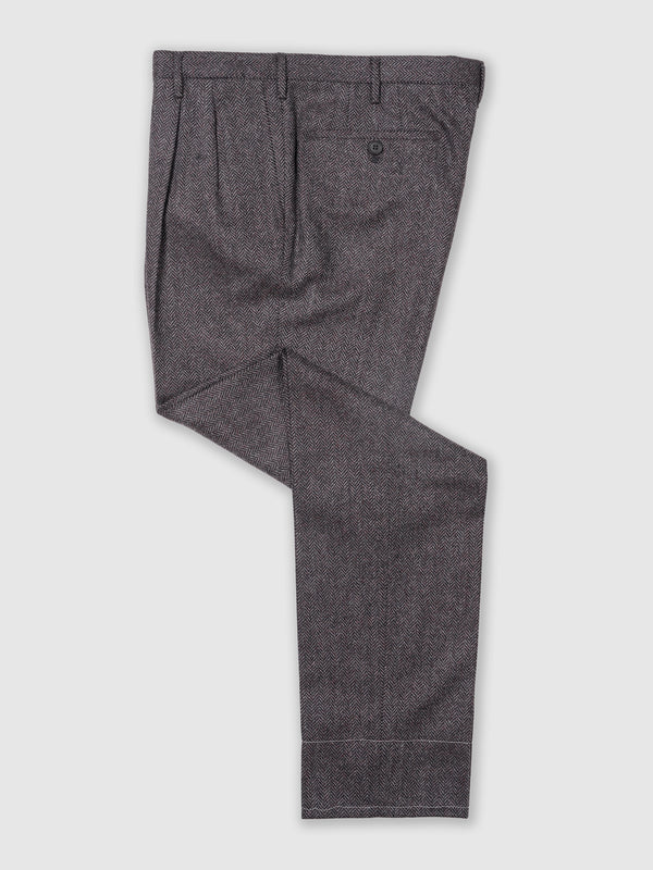 Rota Winter Grey melange herringbone wool cashmere trousers Qualità