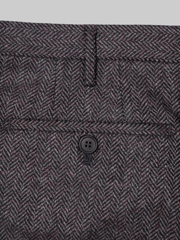 Rota Winter Grey melange herringbone wool cashmere trousers Qualità