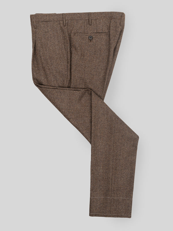 Rota Winter Brown herringbone wool cashmere trousers Soddisfazione Garantita