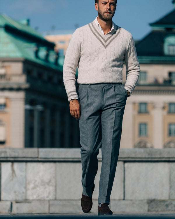 Rota Winter Medium grey pair of regular fit flannel wool trousers Promozione Limitata
