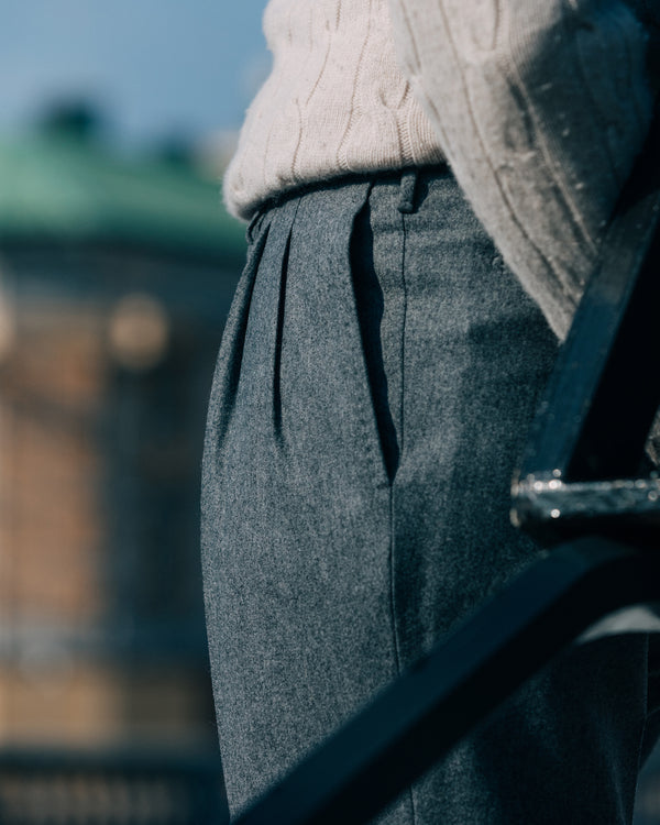 Rota Winter Medium grey pair of regular fit flannel wool trousers Promozione Limitata