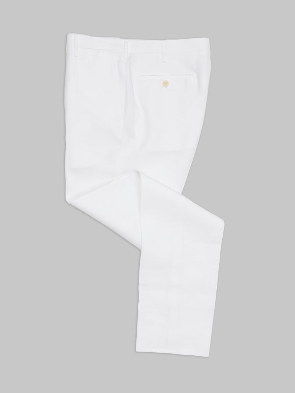 Rota Summer White pair of regular fit linen trousers In Vendita