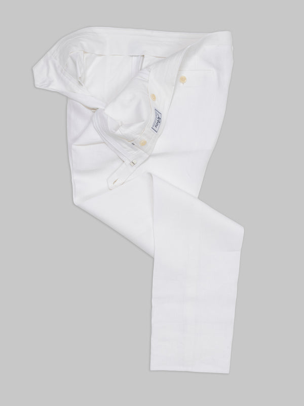 Rota Summer White pair of regular fit linen trousers In Vendita