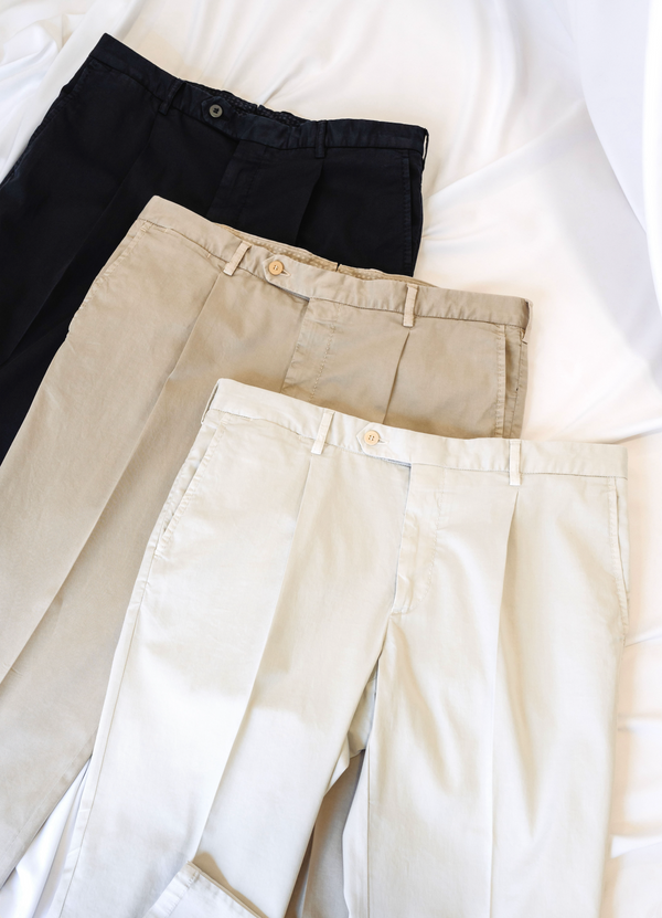 Rota Sport Summer Dark blue cotton supima sport trousers 1 pleat Qualità