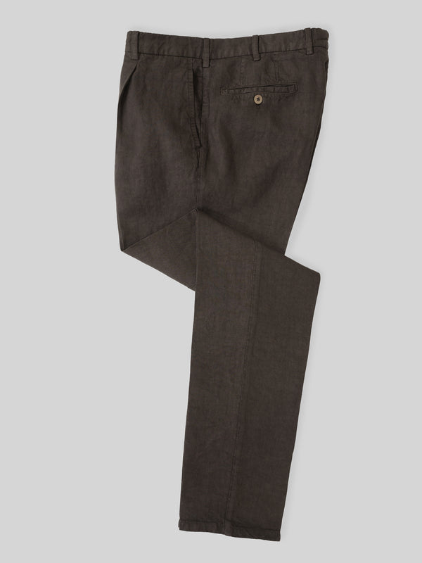 Rota Sport Summer Brown linen sport trousers 1 pleat Vendita
