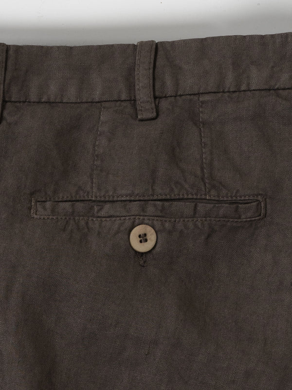 Rota Sport Summer Brown linen sport trousers 1 pleat Vendita