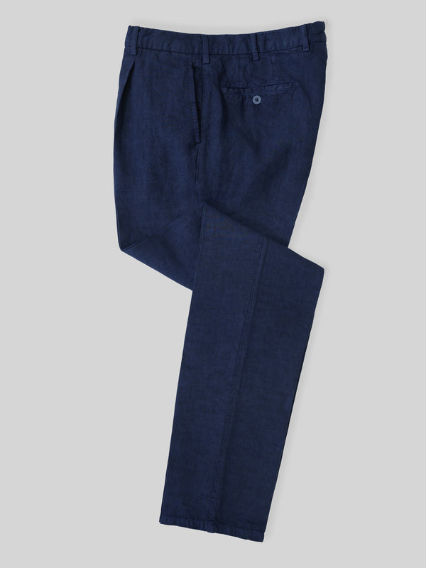 Rota Sport Summer Blue linen sport trousers 1 pleat Promozione