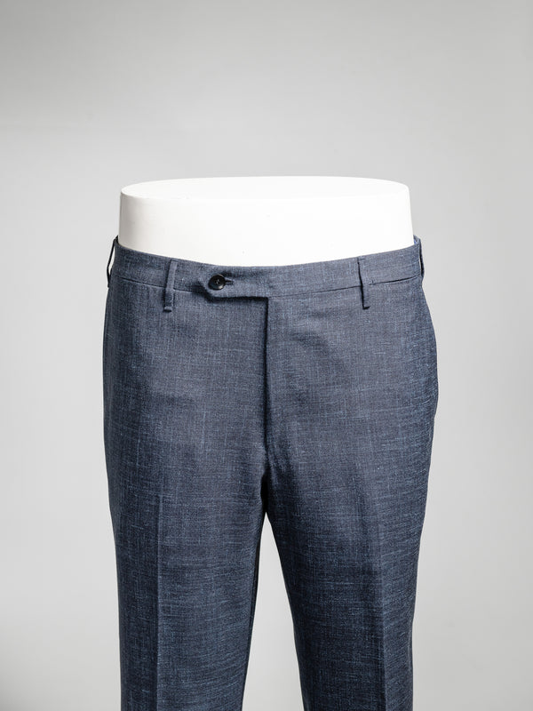 Rota Summer Dark blue pair of regular fit Loro Piana wool silk linen trousers Soddisfazione Garantita