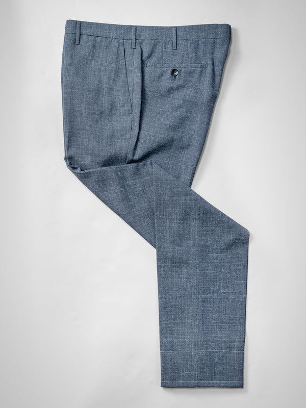 Rota Summer Dark blue pair of regular fit Loro Piana wool silk linen trousers Soddisfazione Garantita