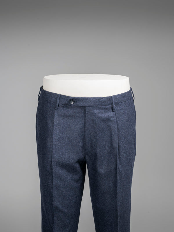 Rota Winter Dark blue pair of regular fit wool flannel trousers Consegna Veloce