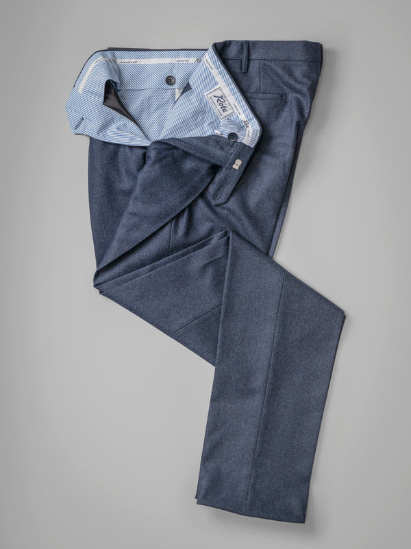 Rota Winter Dark blue pair of regular fit wool flannel trousers Consegna Veloce