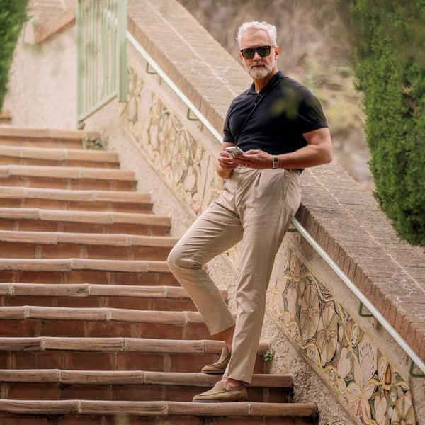 Rota Sport Summer Beige cotton supima sport trousers 1 pleat Offerta
