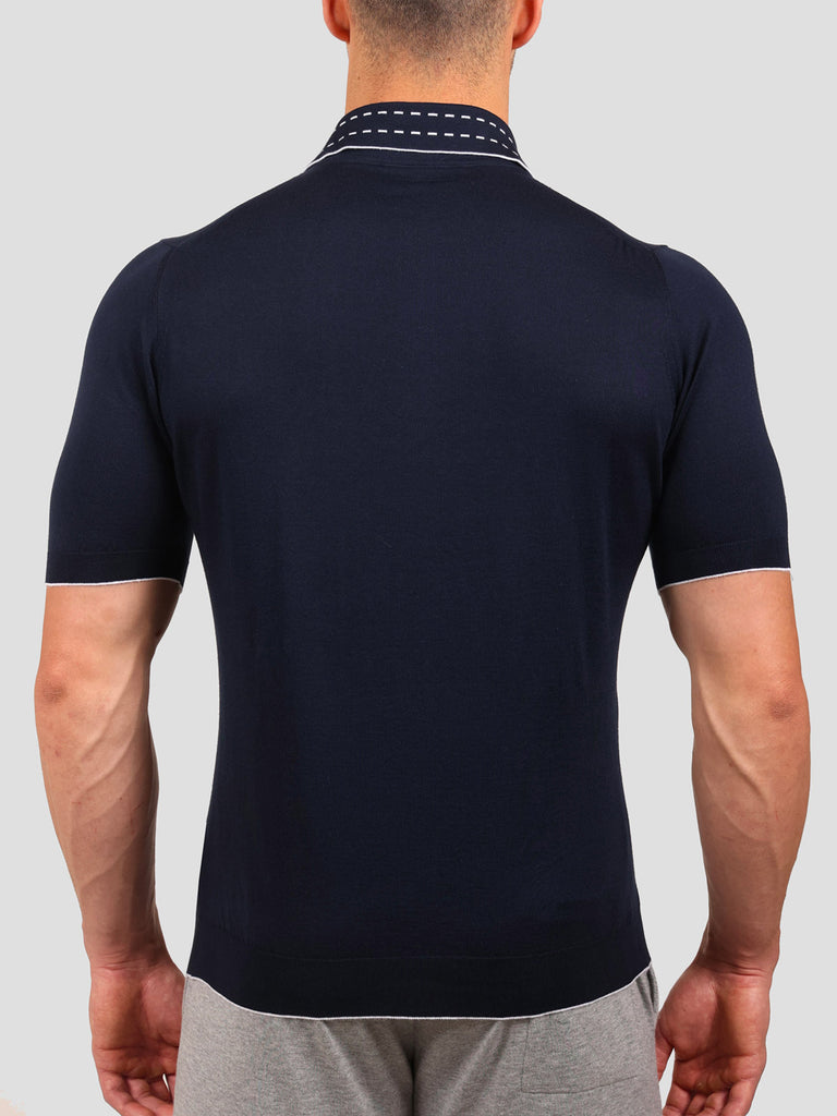 Svevo Maglia Polo 100% Cotone Supersoft Blu Navy e Bianca Vendita